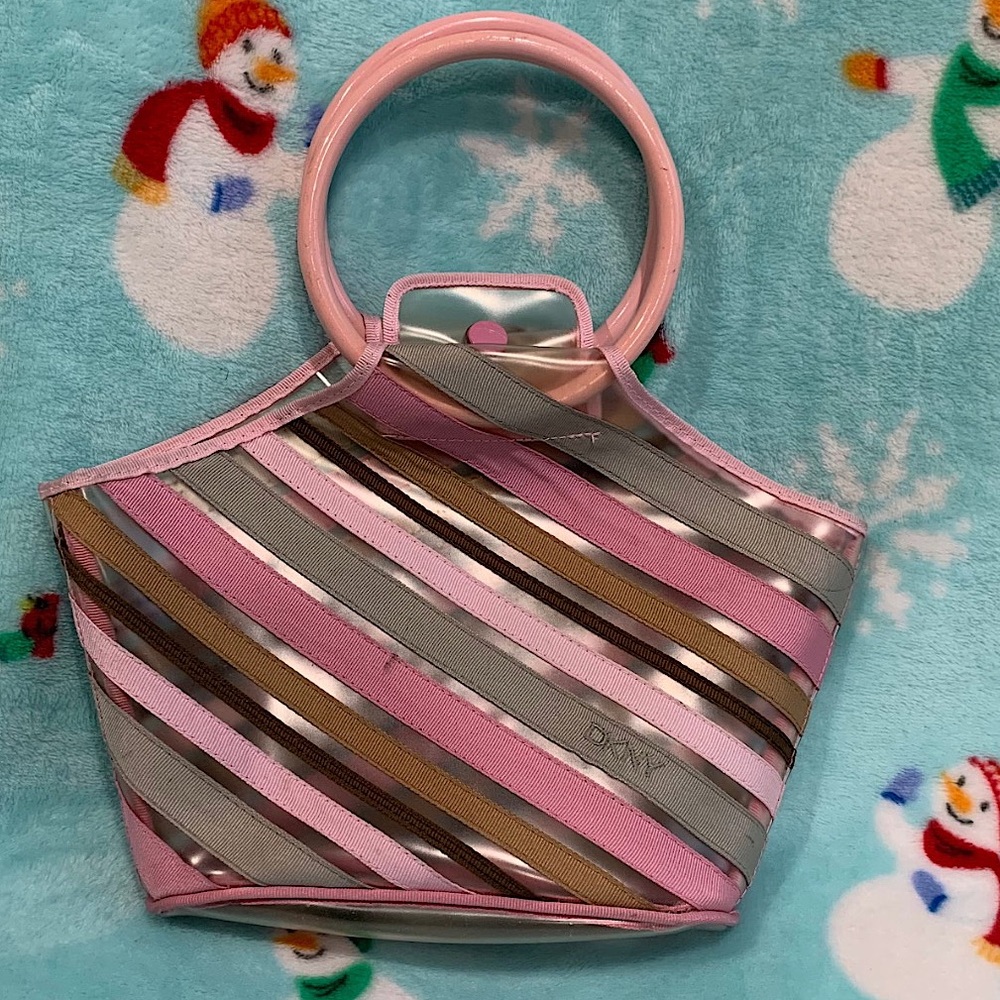 DKNY Transparent Striped Ring Handle Bag